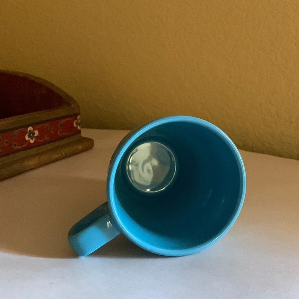 4” blue Ikea coffee cup tea glass mug new